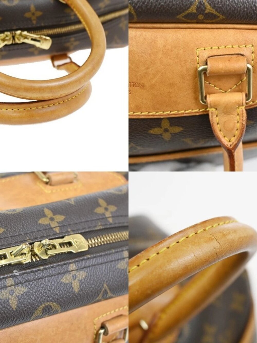 LOUIS VUITTON LV Logo Deauville Hand Bag Monogram Leather Brown M47270 70YH891 - Picture 10 of 14